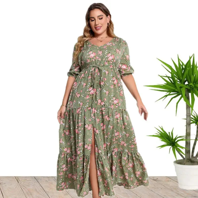 Bohemian Print Loose Plus Size Dress Elegant Emporium
