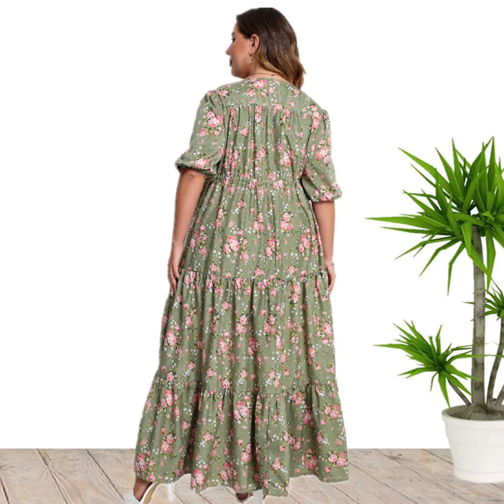 Bohemian Print Loose Plus Size Dress Elegant Emporium