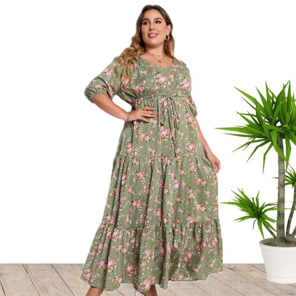 Bohemian Print Loose Plus Size Dress Elegant Emporium