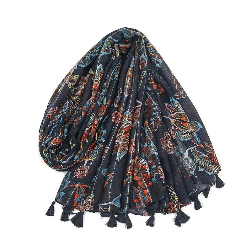 Women's Bohemian Rhinestone Printed Scarf Elegant Emporium