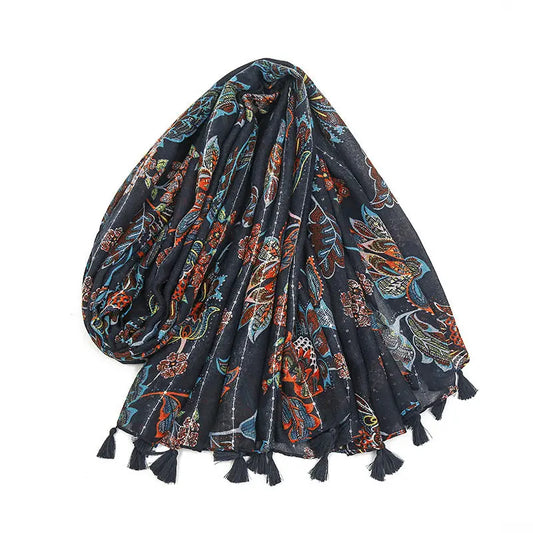 Women's Bohemian Rhinestone Printed Scarf Elegant Emporium