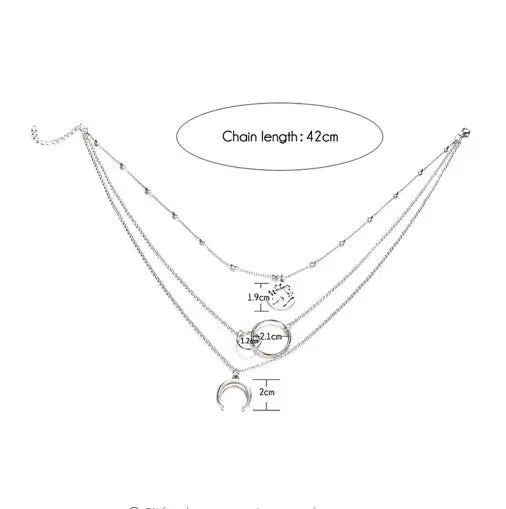 Fashionable Multilayer Boho Moon Map Necklace Elegant Emporium Fashionable Multilayer Boho Moon Map Necklace Necklace  Elegant Emporium