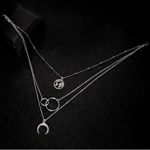 Fashionable Multilayer Boho Moon Map Necklace Elegant Emporium Fashionable Multilayer Boho Moon Map Necklace Necklace  Elegant Emporium