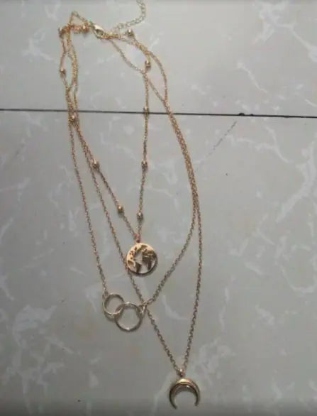 Fashionable Multilayer Boho Moon Map Necklace Elegant Emporium Fashionable Multilayer Boho Moon Map Necklace Necklace 8.45 Elegant Emporium Gold